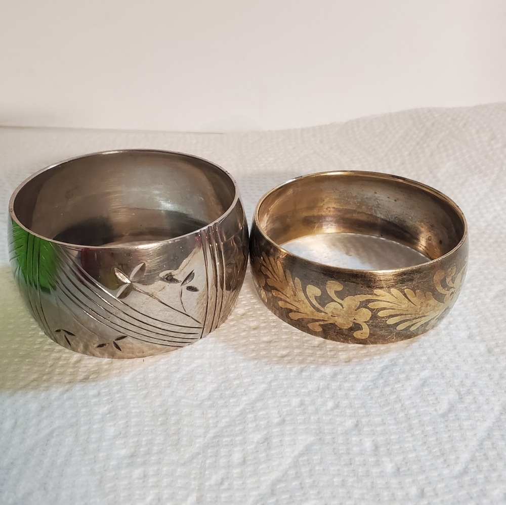 2 for $24 Large Bangle Bracelets MADE IN INDIA.  BRASS AND SILVER.